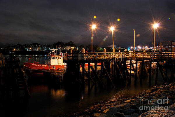Night Pier Boston Harbour Harbor Trawler Fishing Boat Jetty Poster featuring the photograph Night Pier by Richard Gibb