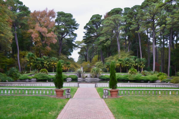 Fonatine Poster featuring the painting Norfolk Botanical Gardens 5 by Jeelan Clark