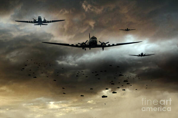 C47 Poster featuring the digital art Normandy Invasion by Airpower Art