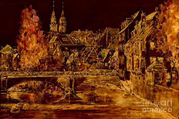 Magic Painting Poster featuring the painting Nuremberg magic night series by Almo M