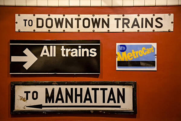 America Poster featuring the photograph NYC Subway Signs by Susan Candelario