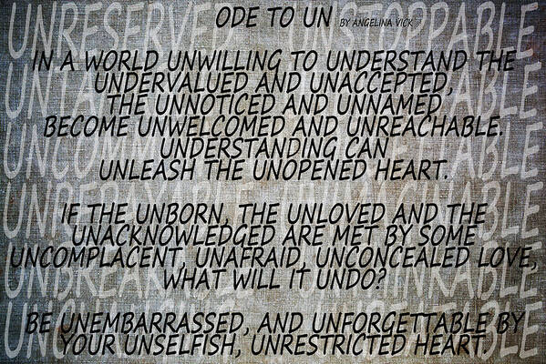 Texture Poster featuring the mixed media Ode To Un by Angelina Tamez