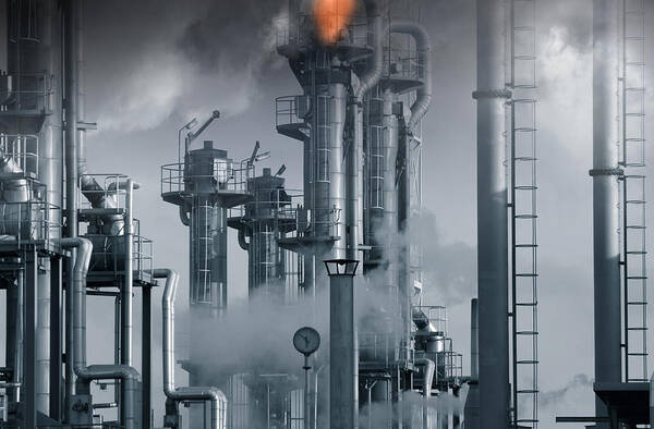 Fuel Poster featuring the photograph Oil Refinery Power And Energy by Christian Lagereek