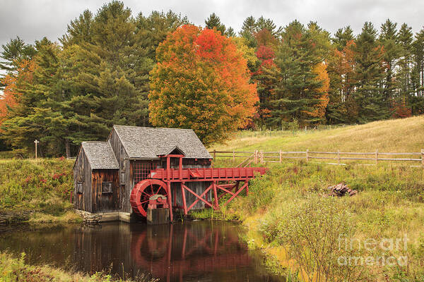 New England Poster featuring the photograph Old New England grist mill in Autumn by Ken Brown