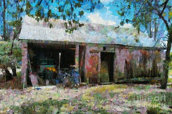 Corrugated Iron Poster featuring the digital art Old shed near Braidwood by Fran Woods