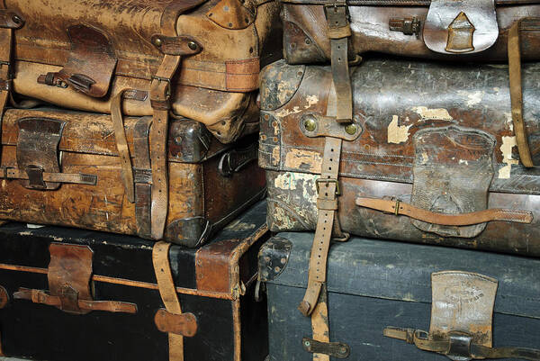 Suitcase Poster featuring the photograph Old Suitcases by Chevy Fleet