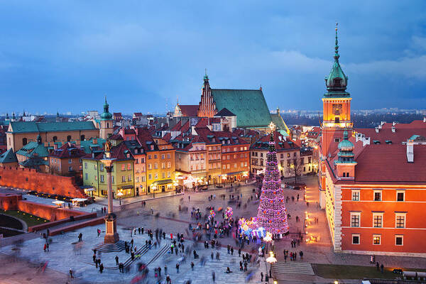 Above Poster featuring the photograph Old Town in Warsaw at Night #3 by Artur Bogacki