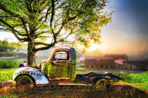 1937 Poster featuring the photograph Old Truck in the Morning by Debra and Dave Vanderlaan