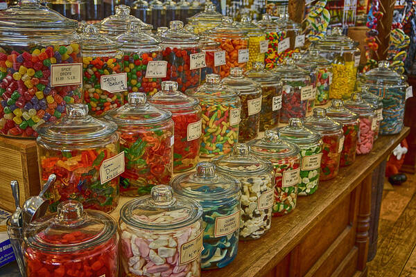 Old Village Mercantile Poster featuring the photograph Old Village Mercantile Caledonia MO Candy Jars DSC04014 by Greg Kluempers