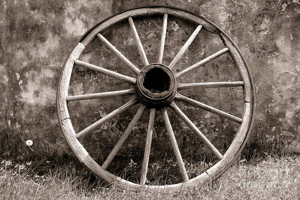 Wagon Poster featuring the photograph Old Wagon Wheel by Olivier Le Queinec