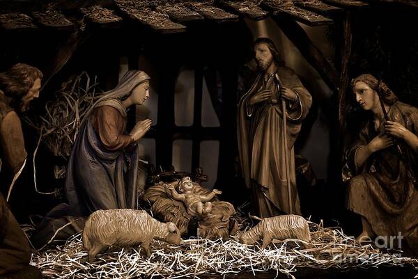 Christmas Cards Poster featuring the photograph Olive Wood Nativity by Frank J Casella