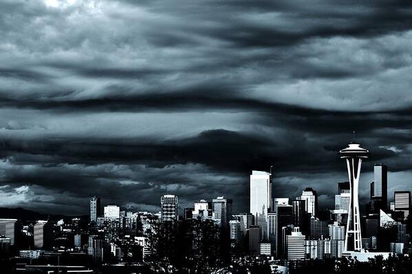 Seattle Poster featuring the photograph Ominous Skyline by Benjamin Yeager