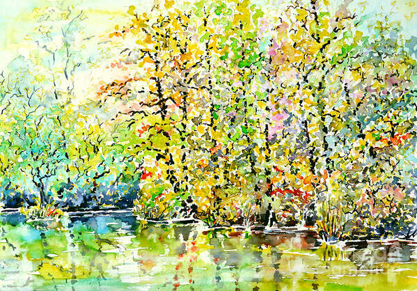 Watercolor Poster featuring the painting Opposite Riverside by Almo M
