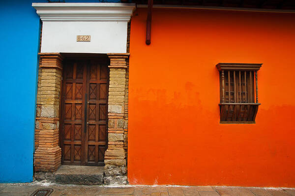 Architecture Poster featuring the photograph Orange and Blue Colonial Wall by Jess Kraft