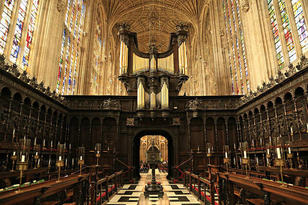 Organ Poster featuring the photograph Organ and Choir - King's College Chapel by Stephen Stookey