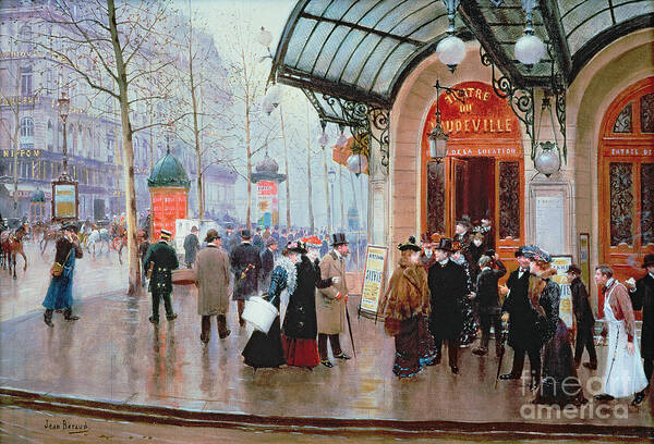 Billboard Poster featuring the painting Outside the Vaudeville Theatre by Jean Beraud