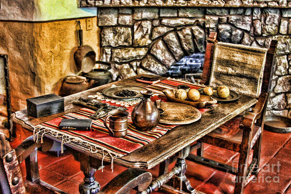 Table Poster featuring the photograph Padre's Table By Diana Sainz by Diana Raquel Sainz