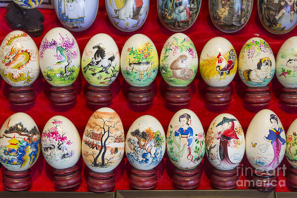 Art Poster featuring the photograph Painted Eggs In China Market by JM Travel Photography