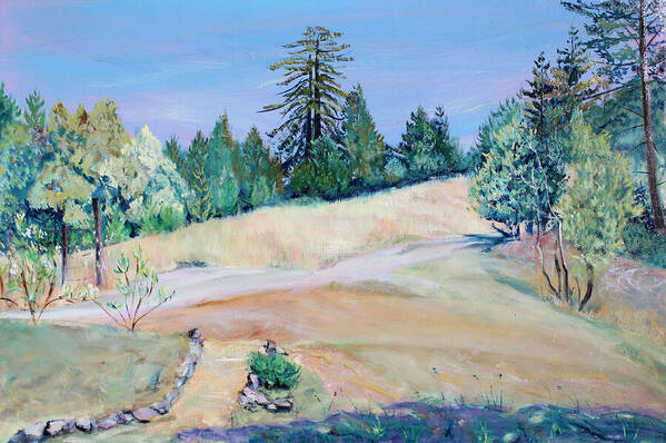 Landscape Painting Poster featuring the painting Pair of Thousand Year Old Redwood Trees by Asha Carolyn Young