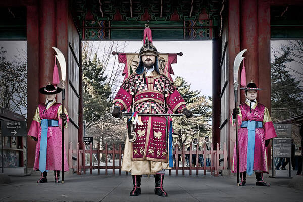 Seoul Poster featuring the digital art Palace Guard Seoul Korea by Frank Lee