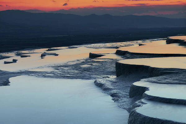 Mineral Poster featuring the photograph Pamukkale Night - Hierapolis by Petekarici