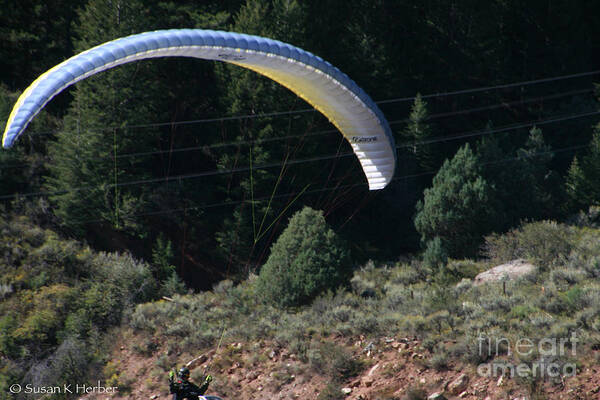 Outdoors Poster featuring the photograph Paragliding Hazards by Susan Herber