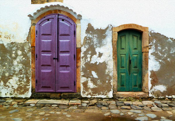 Door Poster featuring the photograph Paraty Doors by Tony Franza