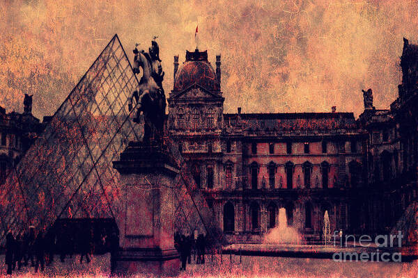 Louvre Museum Photo Paintings Poster featuring the photograph Paris Louvre Museum - Musee du Louvre - Louvre Pyramid by Kathy Fornal