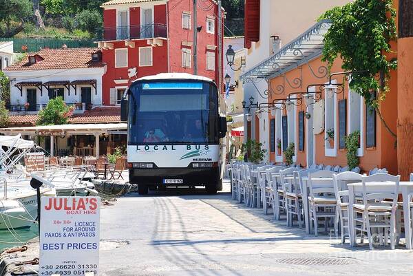 Loggos Poster featuring the photograph Paxos island bus by David Fowler