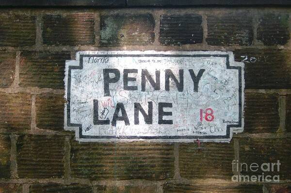 Beatles Poster featuring the photograph Penny Lane street sign by Steve Kearns