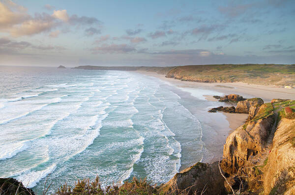 Water's Edge Poster featuring the photograph Perranporth Beach, Cornwall by Ben Ivory
