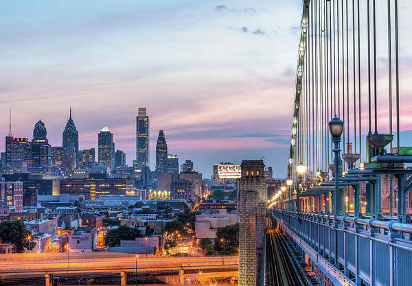 Suspension Bridge Poster featuring the photograph Philadelphia Skyline by Vns24@yahoo.com