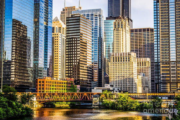 America Poster featuring the photograph Picture of Chicago Buildings at Lake Street Bridge by Paul Velgos