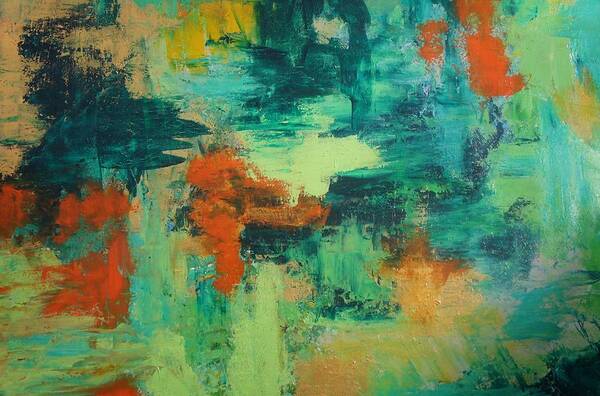 Abstract Poster featuring the painting Pieces by Kristine Bogdanovich