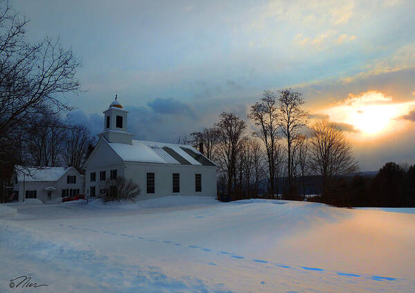 Church Poster featuring the photograph Piermont Church in Winter Light by Nancy Griswold
