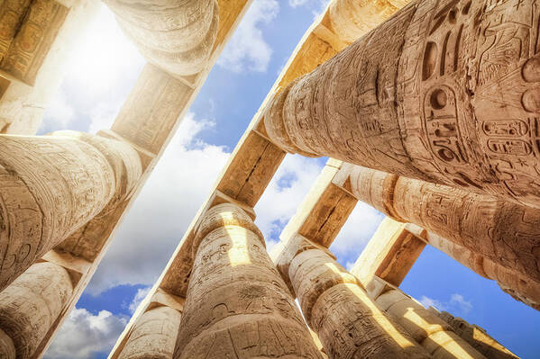 Ancient History Poster featuring the photograph Pillars Of The Great Hypostyle Hall by Cinoby