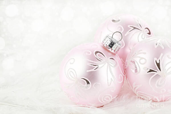 Christmas Ornament Poster featuring the photograph Pink Chirstmas Ornaments by Stephanie Frey