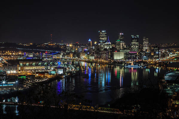 Pittsburgh Poster featuring the photograph Pittsburgh Skyline at Night by April Reppucci