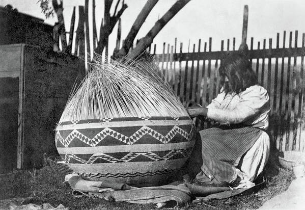 1890 Poster featuring the photograph Pomo Basket Weaver, C1900 by Granger