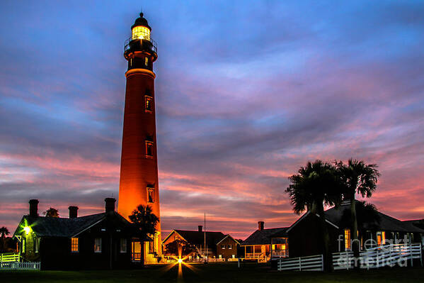 Lighthouse Poster featuring the photograph Ponce Inlet Light Sunset by Scott Moore