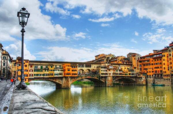 Ponte Vecchio At Florence Italy Poster featuring the photograph Ponte Vecchio At Florence Italy by Mel Steinhauer