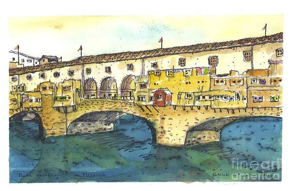  Poster featuring the painting Ponte Vecchio In Florence by Patrick Grills