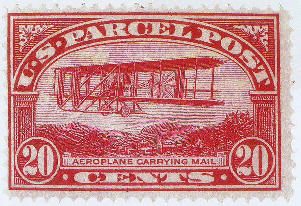 Philately Poster featuring the photograph Postal Biplane, U.s. Parcel Post Stamp by Science Source