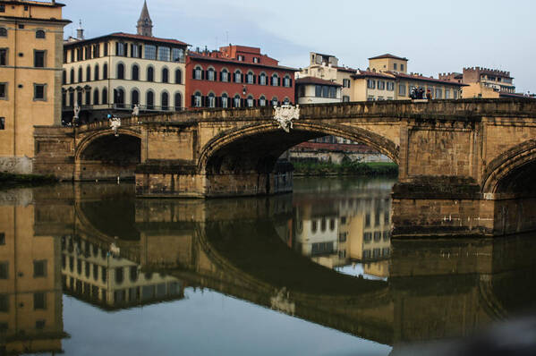 Georgia Mizuleva Poster featuring the photograph Postcard from Florence - Arno River and Ponte Santa Trinita by Georgia Mizuleva