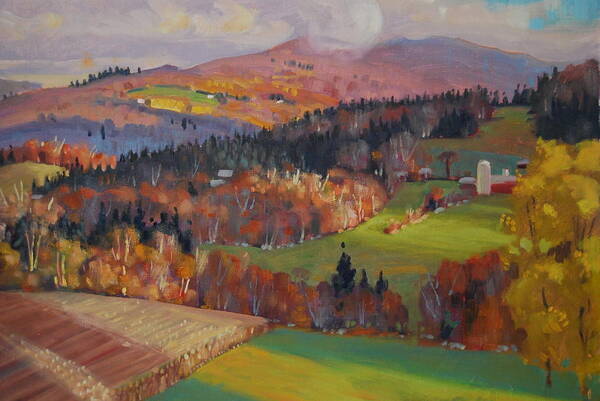 Green Mountains Of Vermont Artist. Green Hills Painters Poster featuring the painting Pownel Vermont by Len Stomski