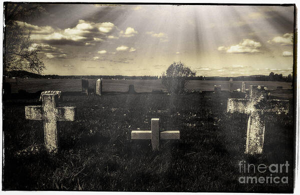 Cross Poster featuring the digital art Prairie Graves by Jean OKeeffe Macro Abundance Art