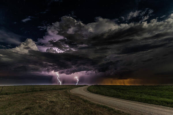 Landscape Poster featuring the photograph Prairie Lightning by Christian Skilbeck
