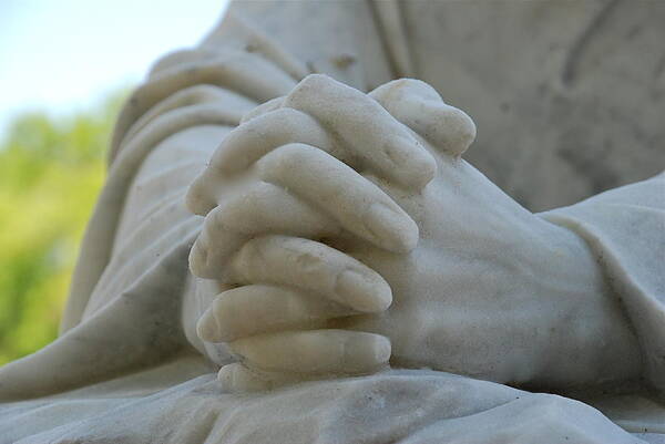 Praying Hands Poster featuring the photograph Pray For Us by Kathy Gibbons