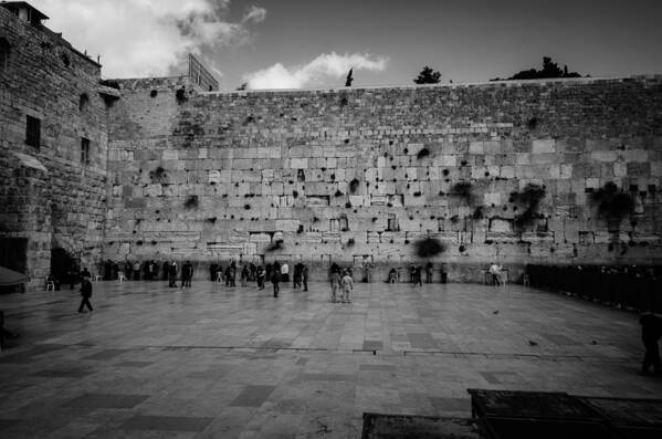 Western Wall Poster featuring the photograph Praying at the Western Wall by David Morefield