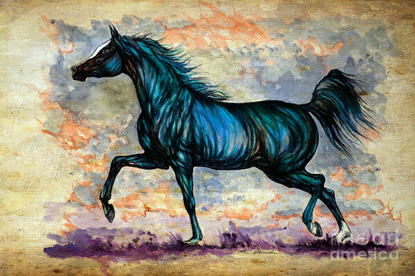 Horse Poster featuring the painting Psychedelic Blue by Ang El